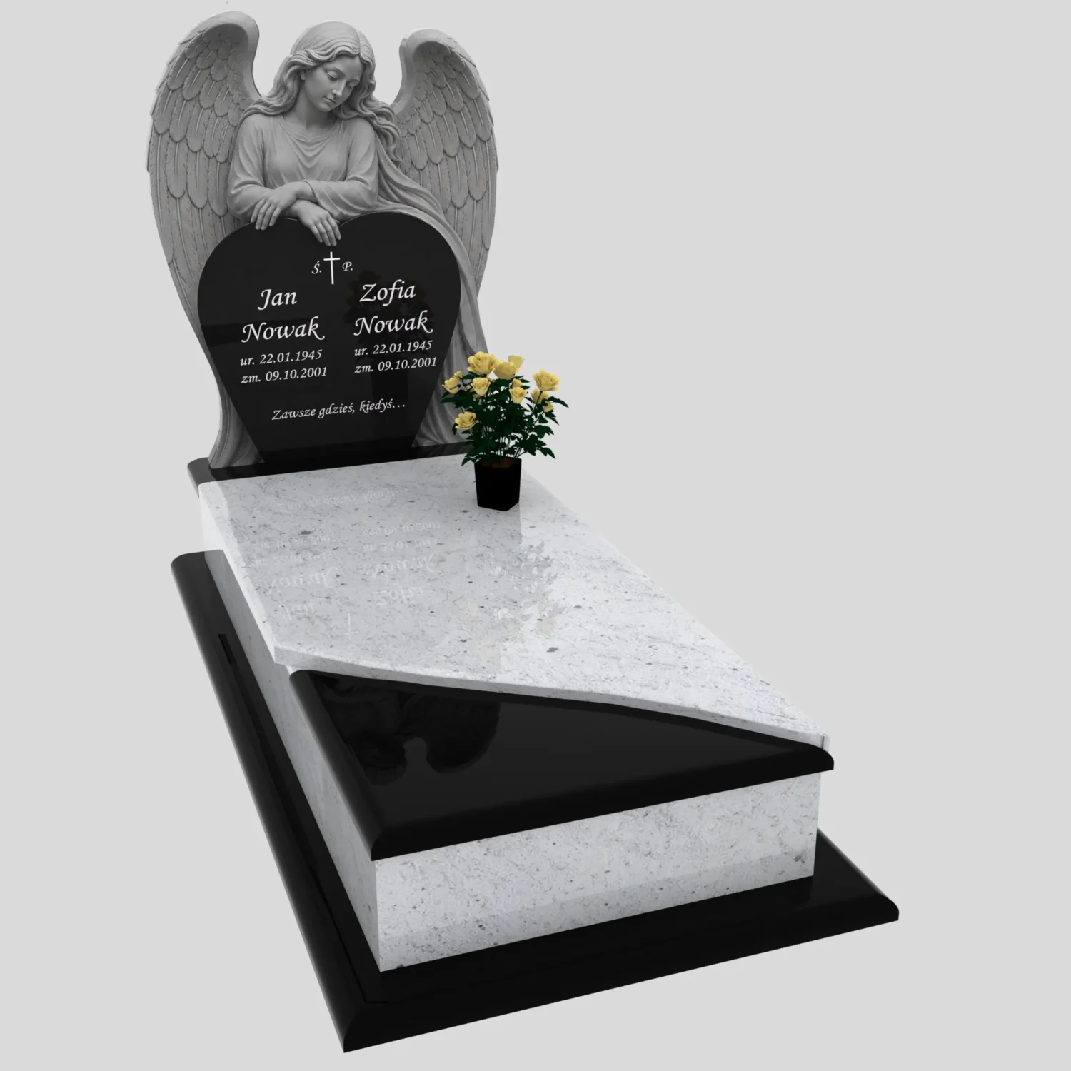 Nagrobek pojedynczy z rzeźbą anioła i sercem CK 198 zdjęcie 91