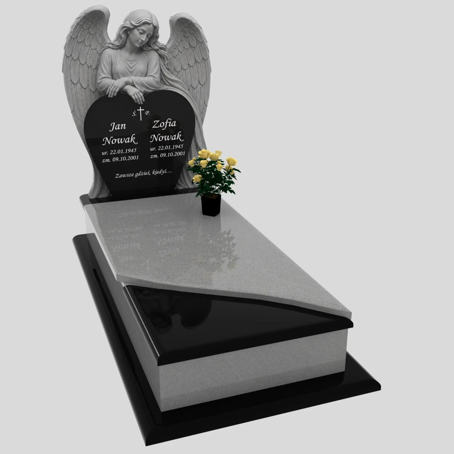 Nagrobek pojedynczy z rzeźbą anioła i sercem CK 198 zdjęcie 81