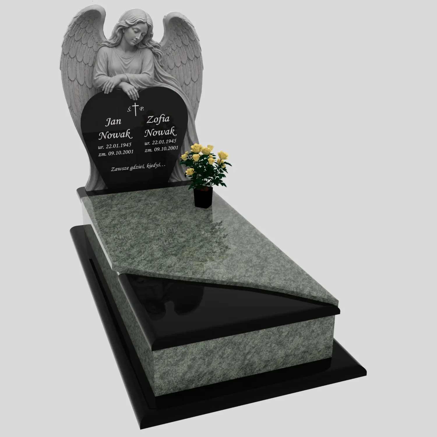 Nagrobek pojedynczy z rzeźbą anioła i sercem CK 198 zdjęcie 83