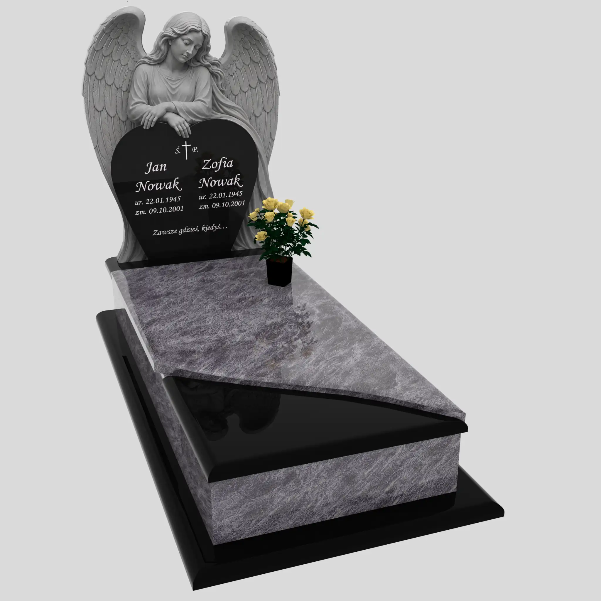 Nagrobek pojedynczy z rzeźbą anioła i sercem CK 198 zdjęcie 84