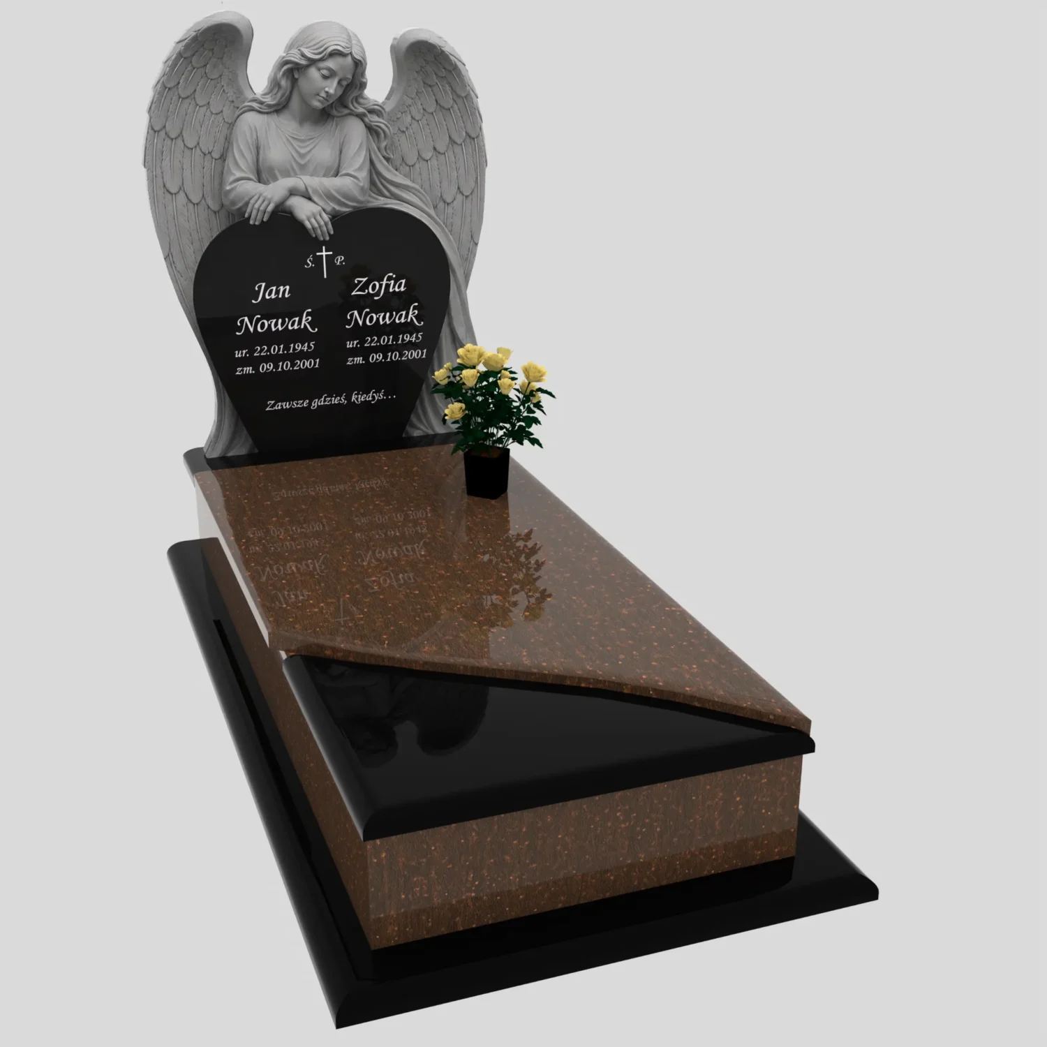 Nagrobek pojedynczy z rzeźbą anioła i sercem CK 198 zdjęcie 90
