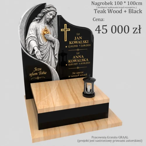 Nagrobki Warszawa | Nagrobki urnowe z rzeźbą Jezusa z granitu teak wood