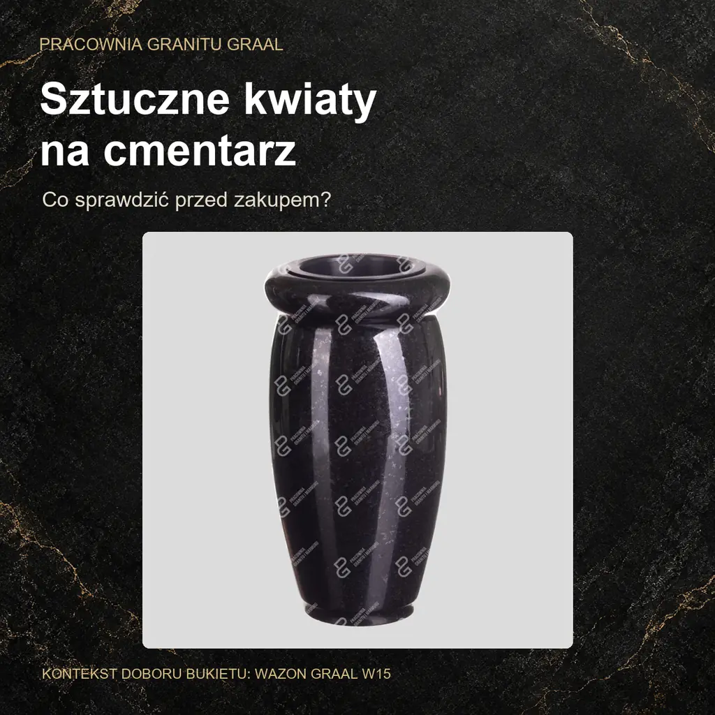 Sztuczne kwiaty na cmentarz — poradnik wyboru; kontekstowy wazon GRAAL W15