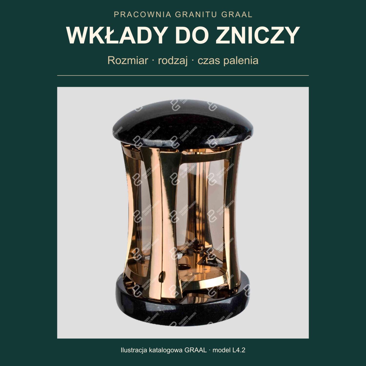 Wkłady do zniczy — poradnik doboru; przykład obudowy lampionu L4.2 z katalogu GRAAL