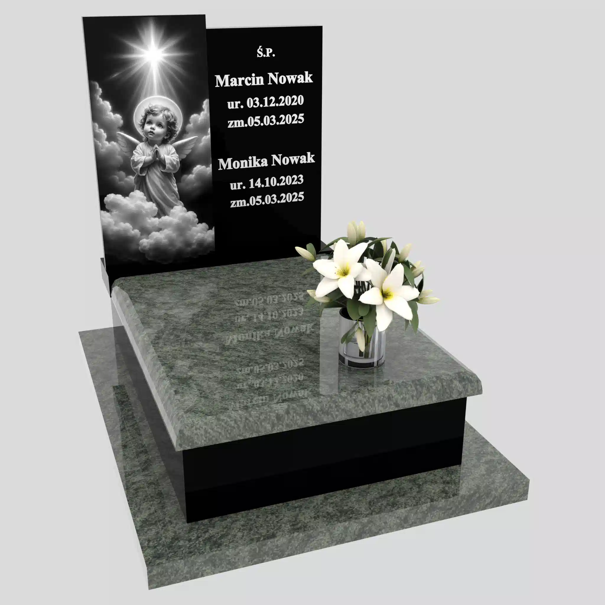 Nagrobek dla dziecka z grawerem anioła w chmurach D 97 zdjęcie 86