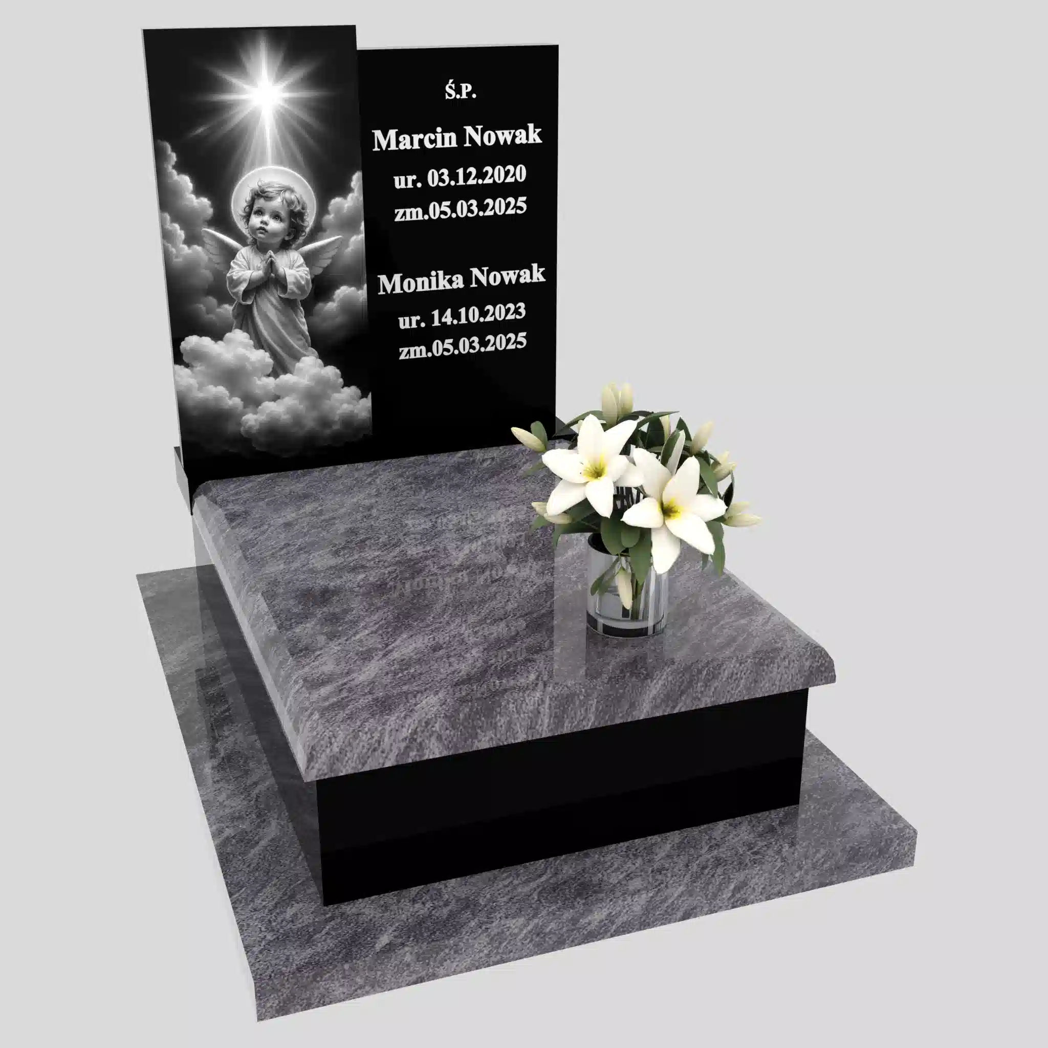 Nagrobek dla dziecka z grawerem anioła w chmurach D 97 zdjęcie 87