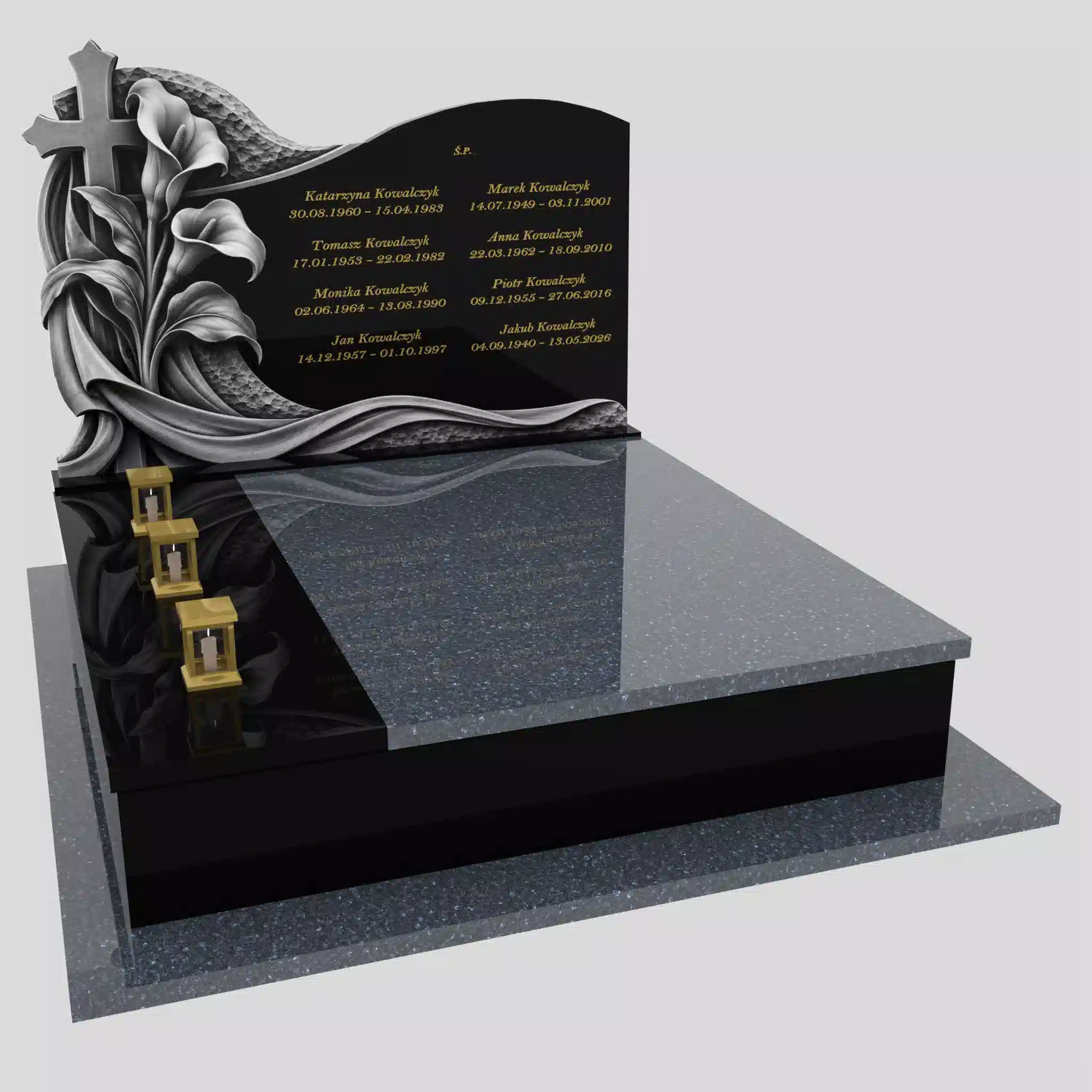 Nagrobek podwójny z grawerem kalii KD 86 zdjęcie 82