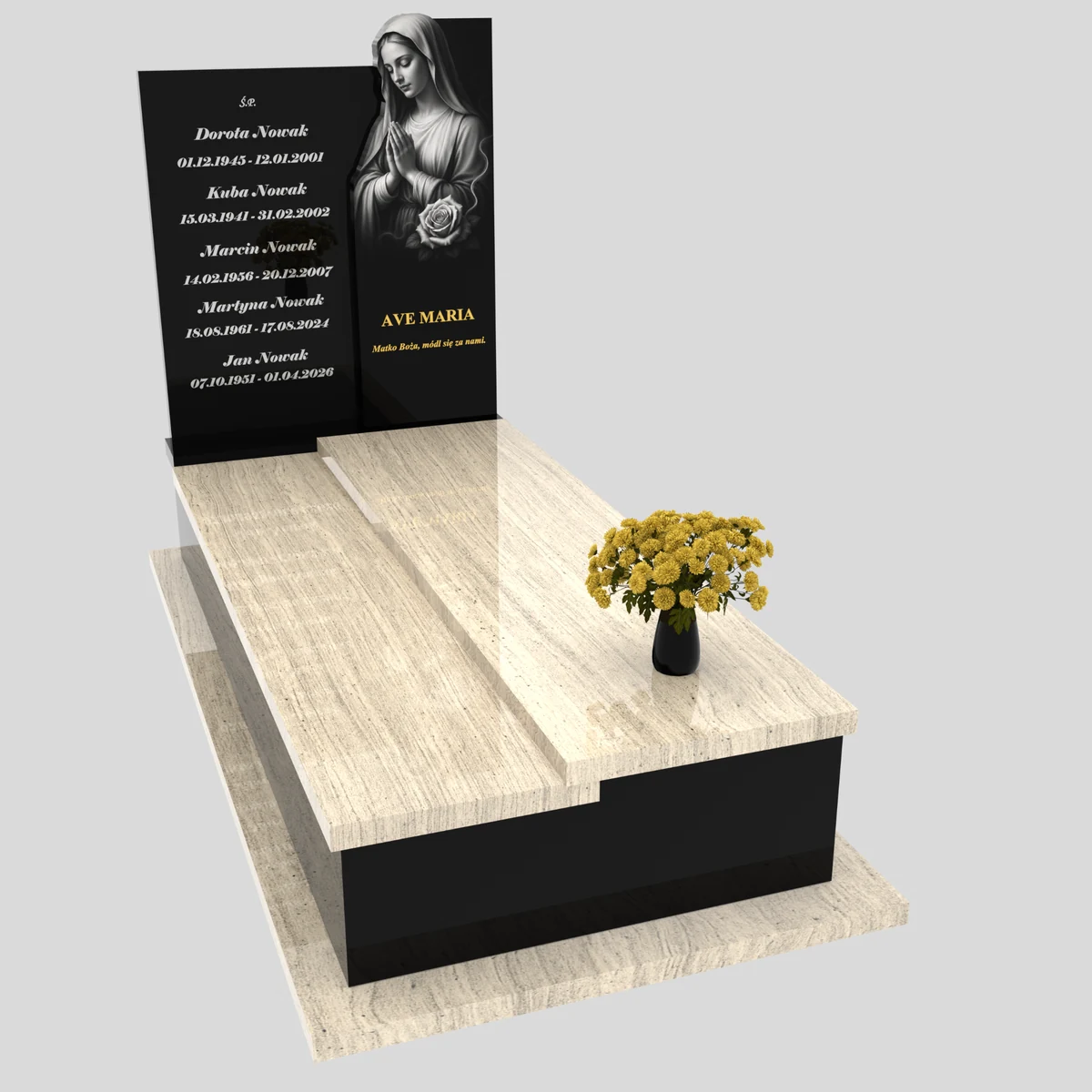 Nagrobek pojedynczy z grawerem Matki Boskiej K 218 zdjęcie 86