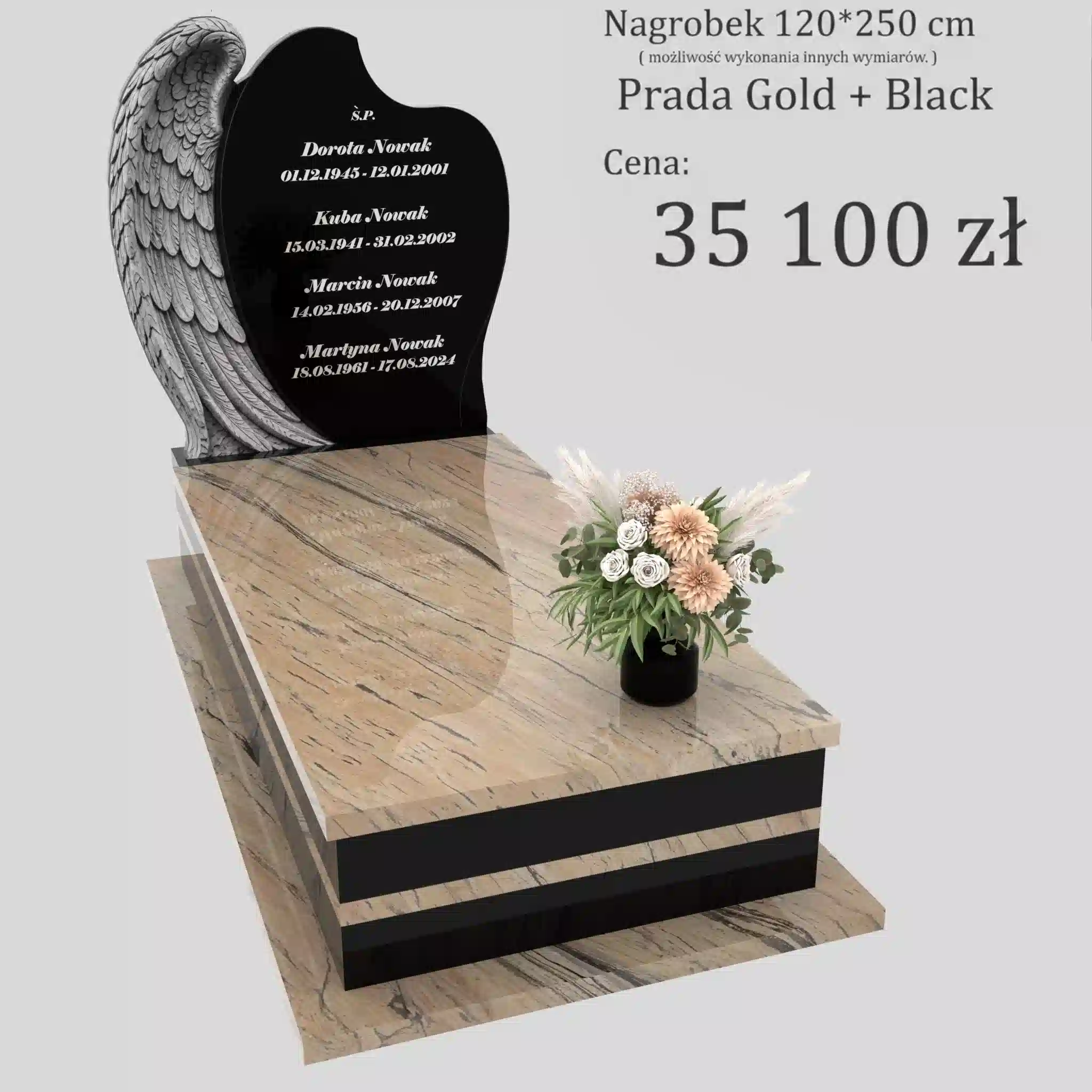 Nagrobek pojedynczy z rzeźbą skrzydła CK 205 zdjęcie 33