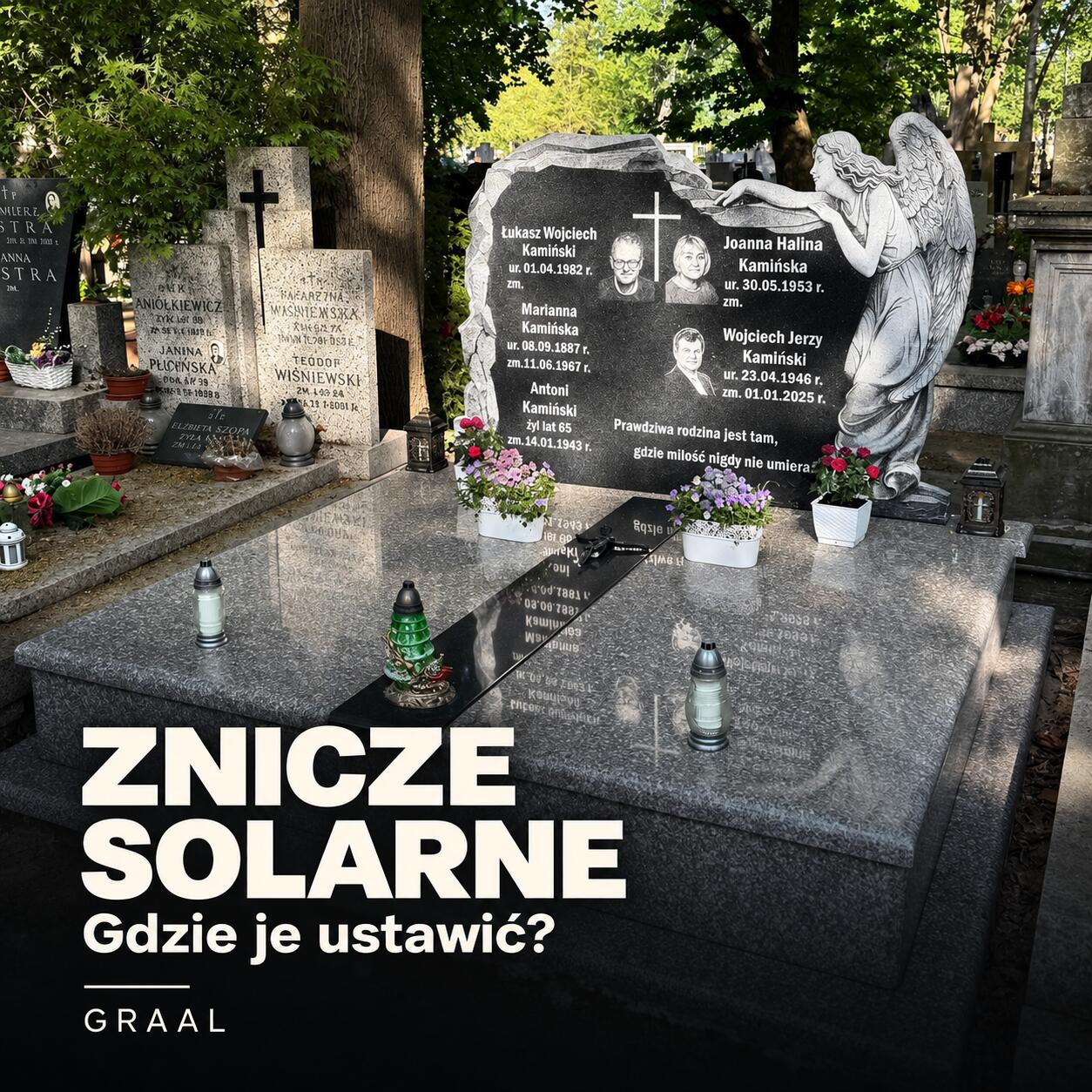 Okładka poradnika GRAAL o rozmieszczeniu zniczy solarnych na nagrobku